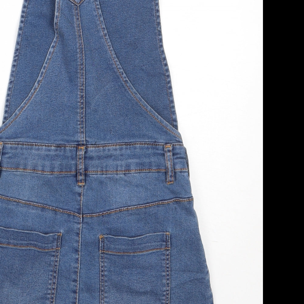 Bluezoo Girls Blue  Polyester Pinafore/Dungaree Dress  Size 10 Years  Square Neck
