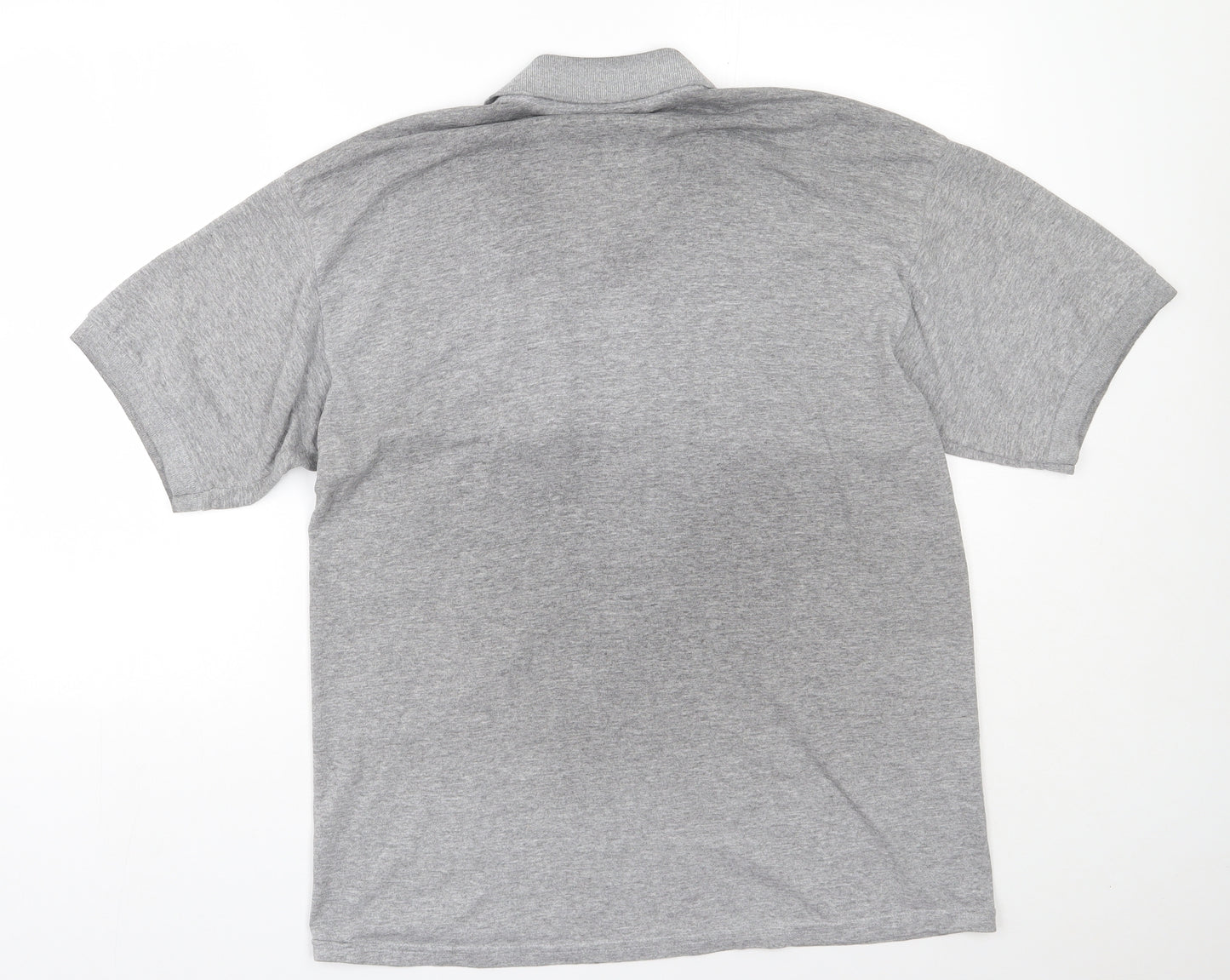 Gildan Mens Grey  Cotton  Polo Size L Collared Button