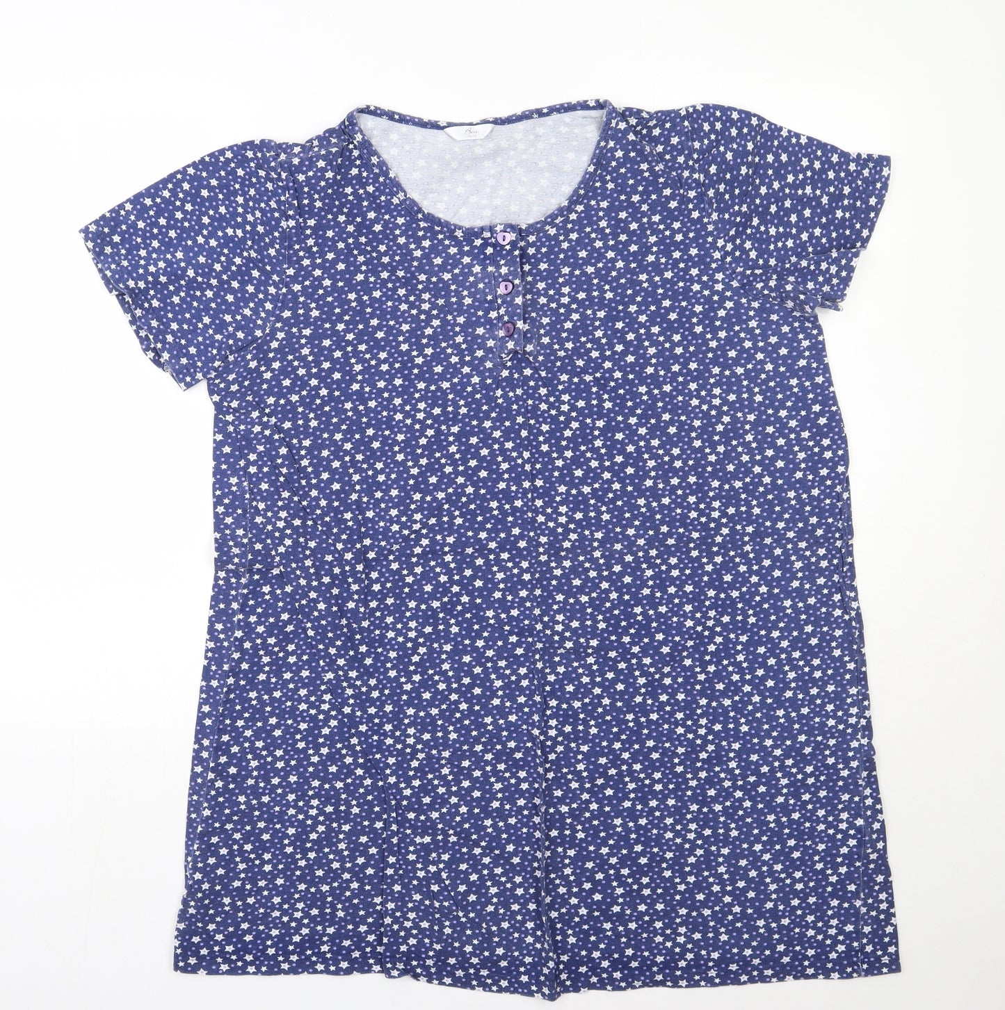 BM Womens Blue Polka Dot Cotton Cami Pyjama Top Size 16