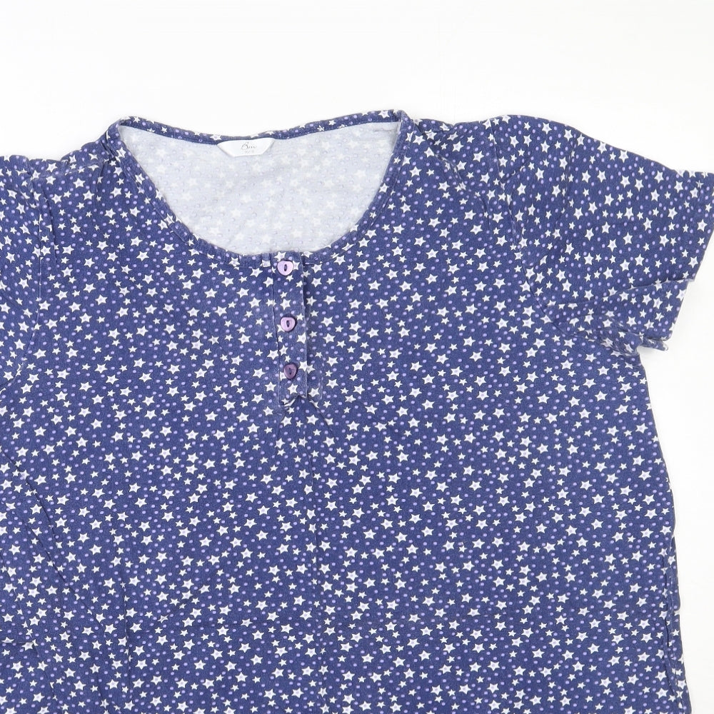 BM Womens Blue Polka Dot Cotton Cami Pyjama Top Size 16