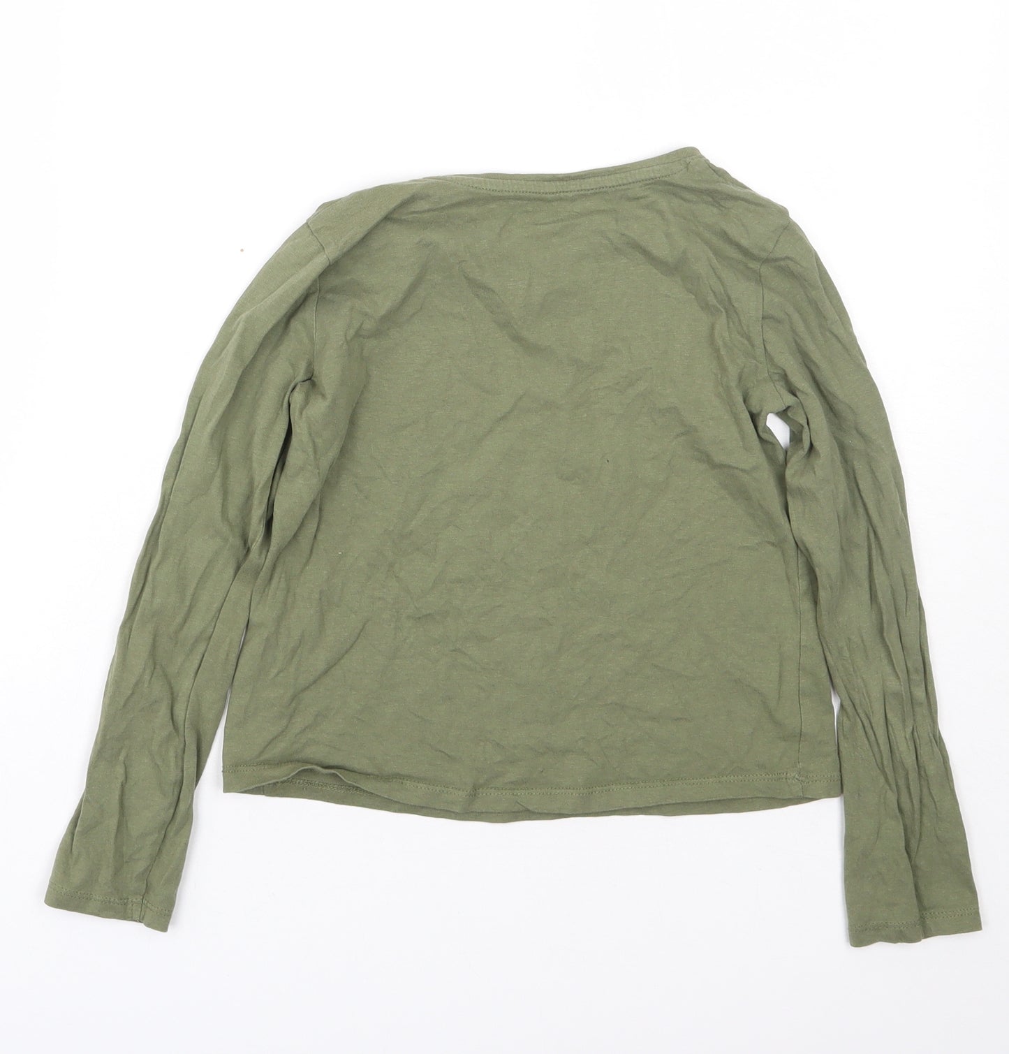 Primark Girls Green  Cotton Basic T-Shirt Size 9-10 Years Round Neck  - NYC