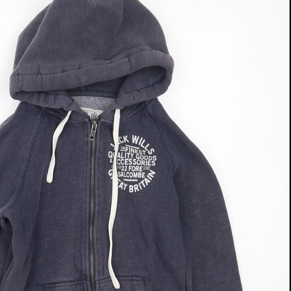 Jack Wills Womens Blue  Cotton Full Zip Hoodie Size 8  Zip