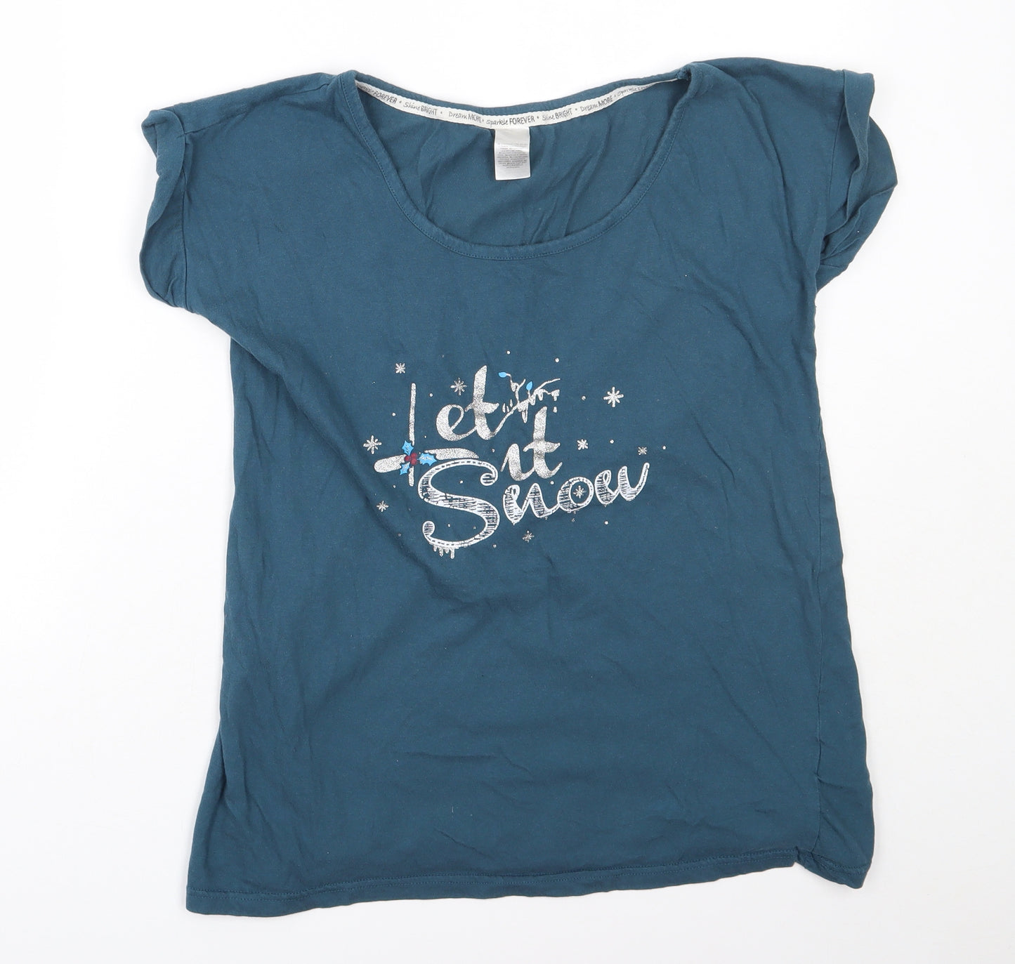 Avon Womens Blue  Cotton Top Pyjama Top Size 10   - Let it snow