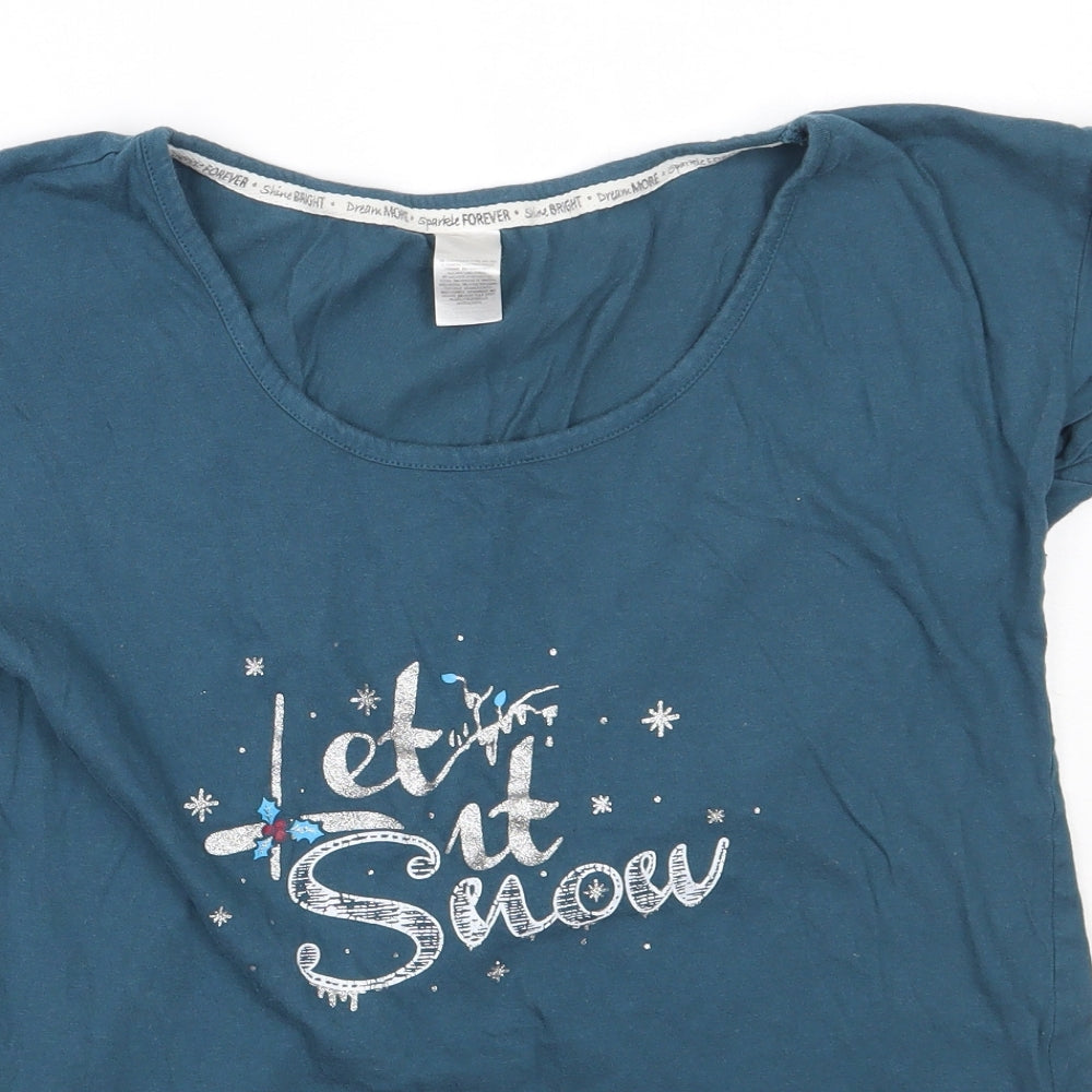 Avon Womens Blue  Cotton Top Pyjama Top Size 10   - Let it snow