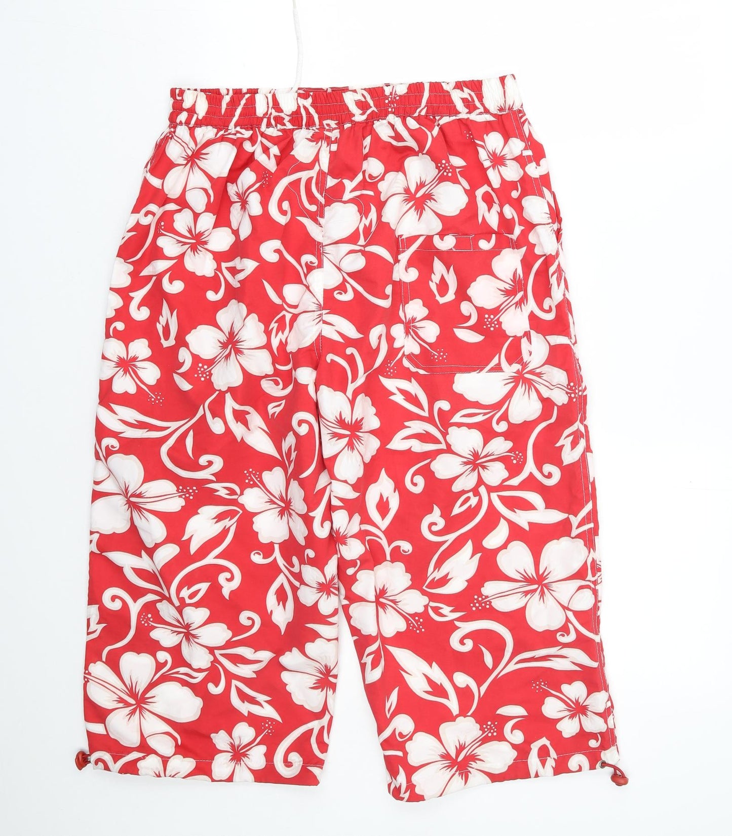 L.S Textiles Mens Red Floral Polyester Athletic Shorts Size 2XL L17 in Regular