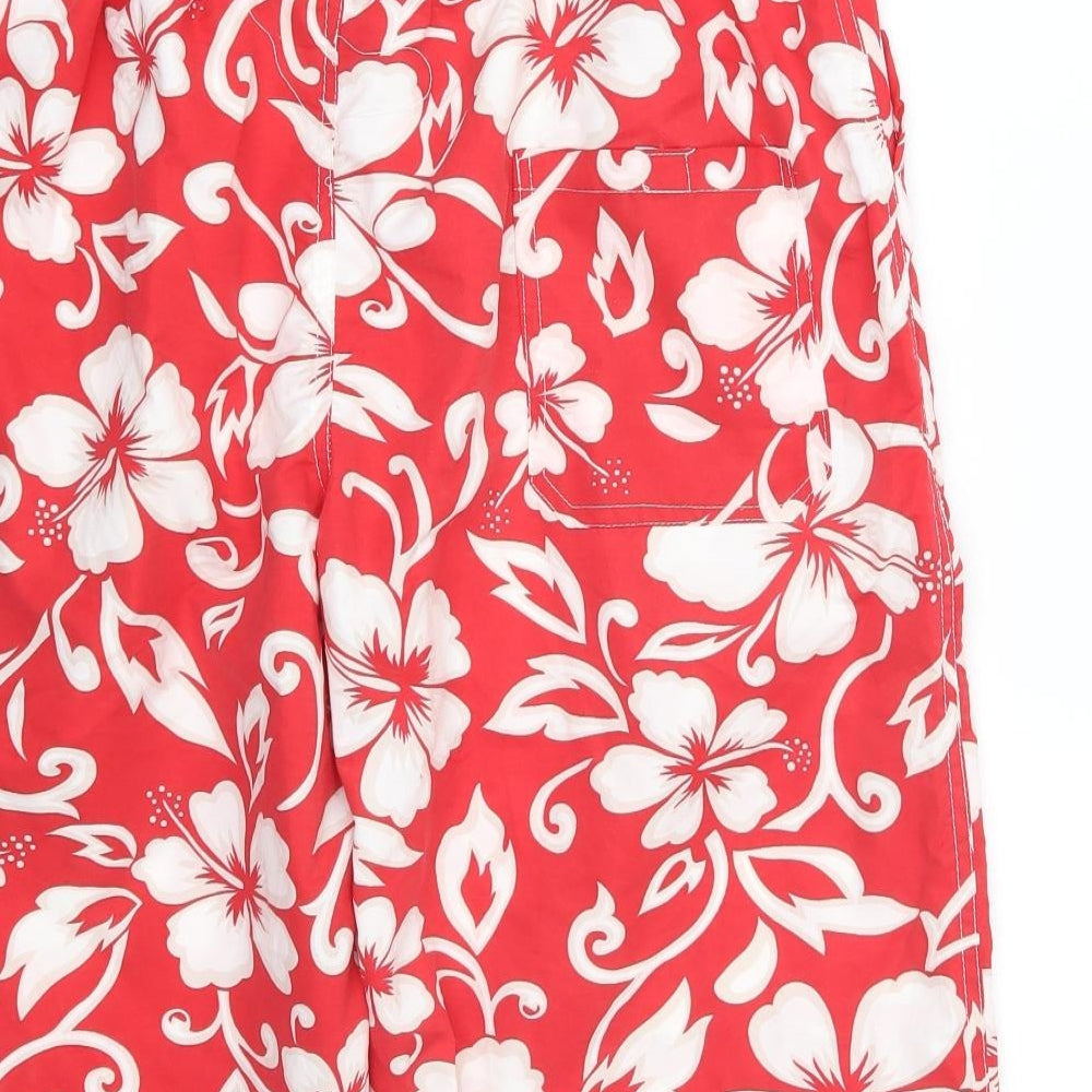 L.S Textiles Mens Red Floral Polyester Athletic Shorts Size 2XL L17 in Regular