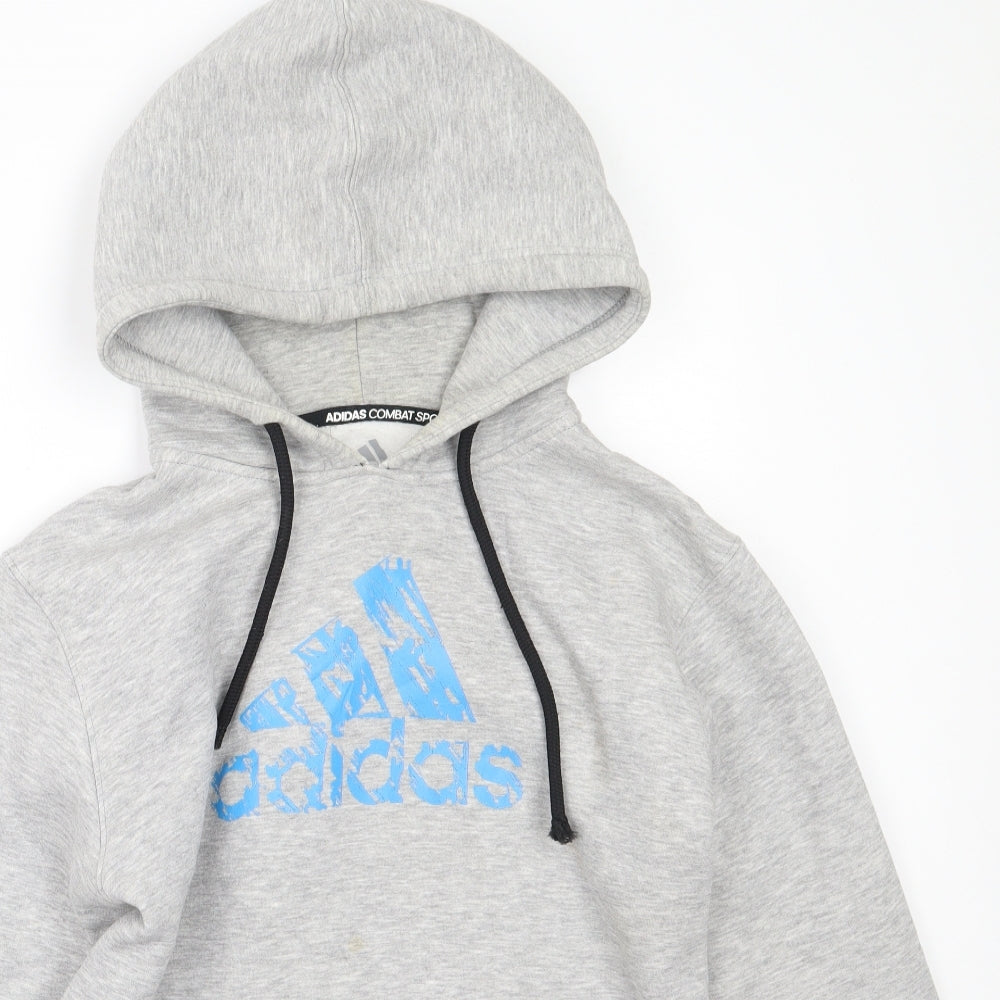 adidas Mens Grey  Cotton Pullover Hoodie Size L