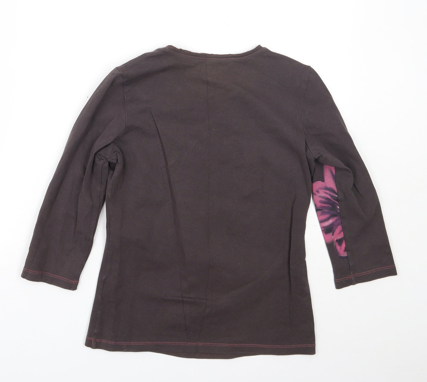 Per Una Womens Brown  Cotton Basic T-Shirt Size 10 Round Neck
