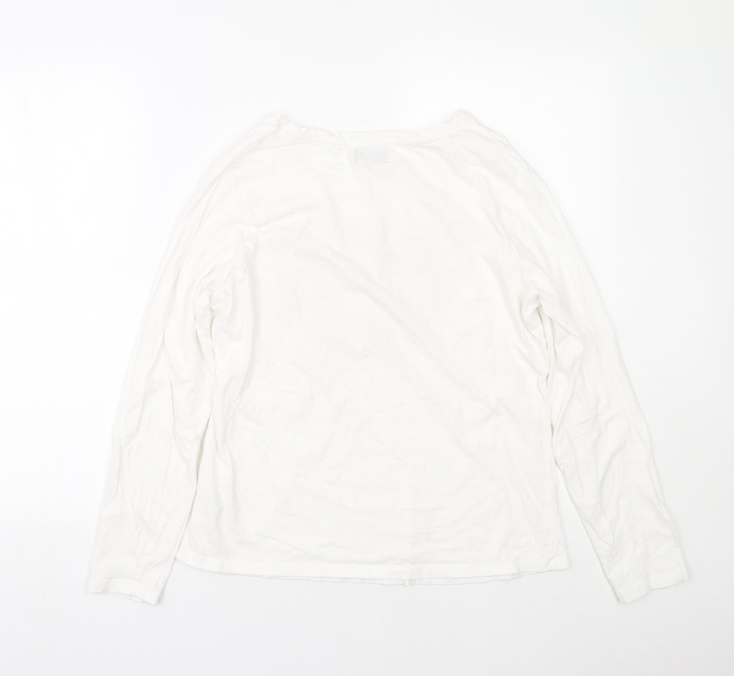 F&F Womens White  Cotton Top Pyjama Top Size 12   - Sparkly