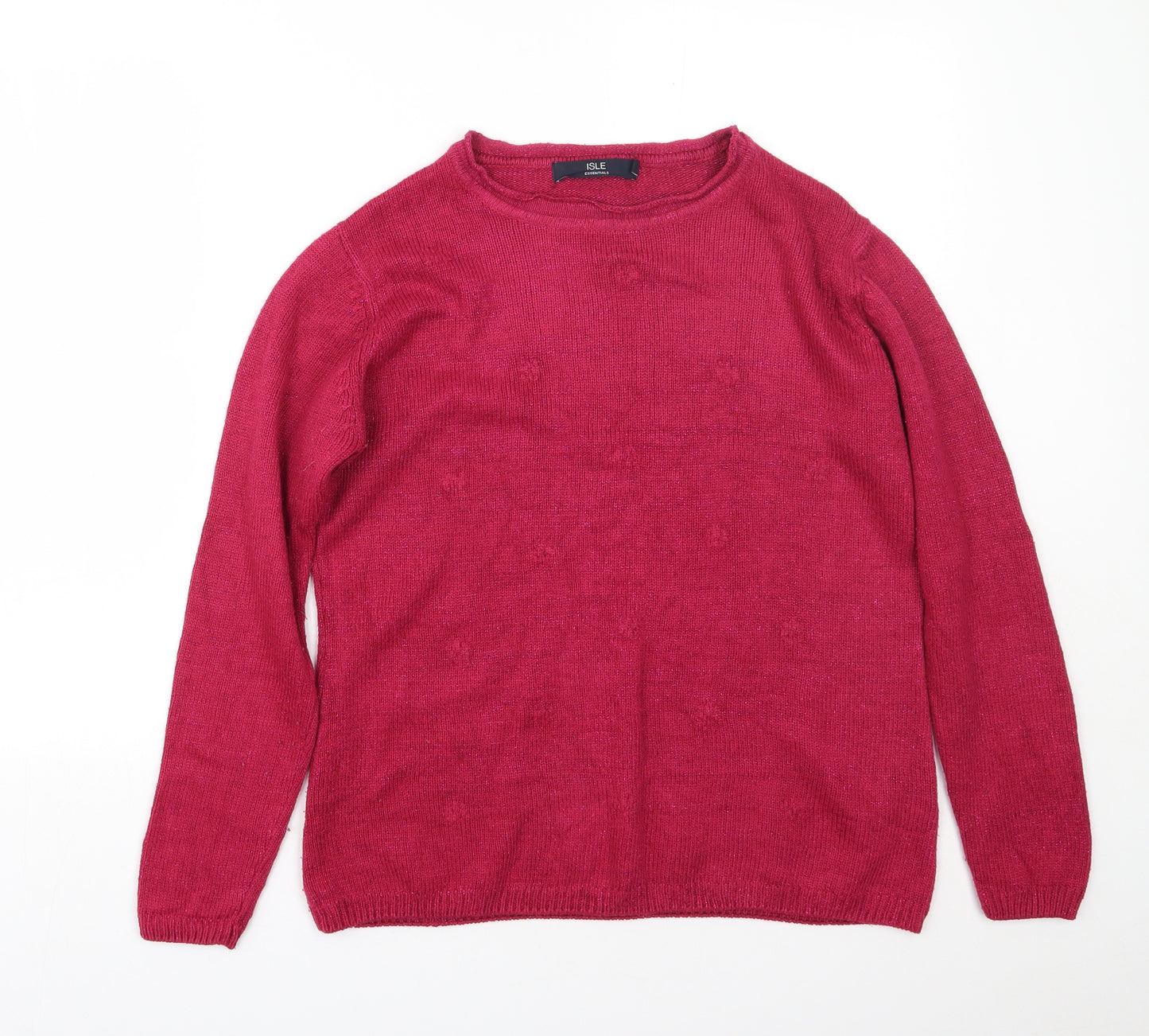 isle Womens Pink Round Neck  Acrylic Pullover Jumper Size L