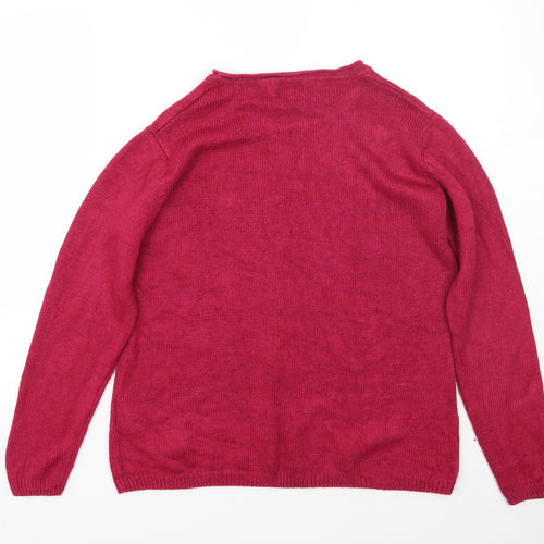 isle Womens Pink Round Neck  Acrylic Pullover Jumper Size L