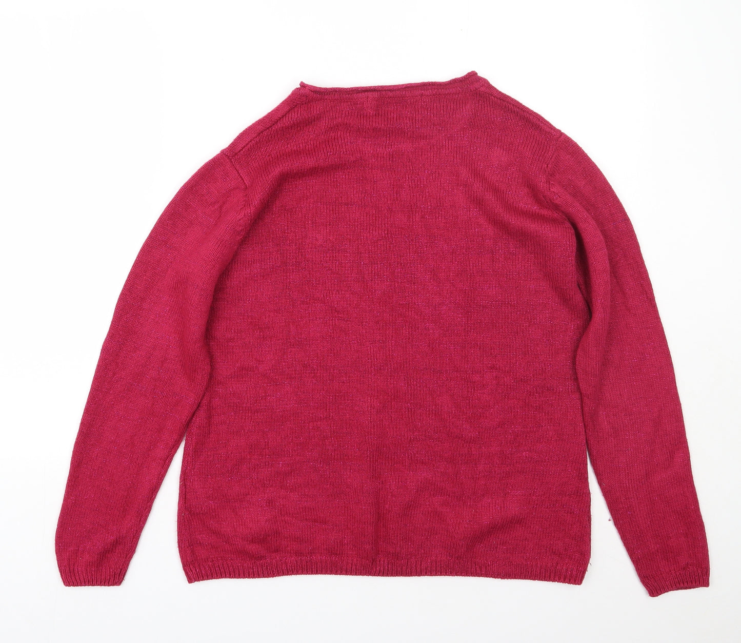 isle Womens Pink Round Neck  Acrylic Pullover Jumper Size L