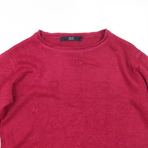 isle Womens Pink Round Neck  Acrylic Pullover Jumper Size L