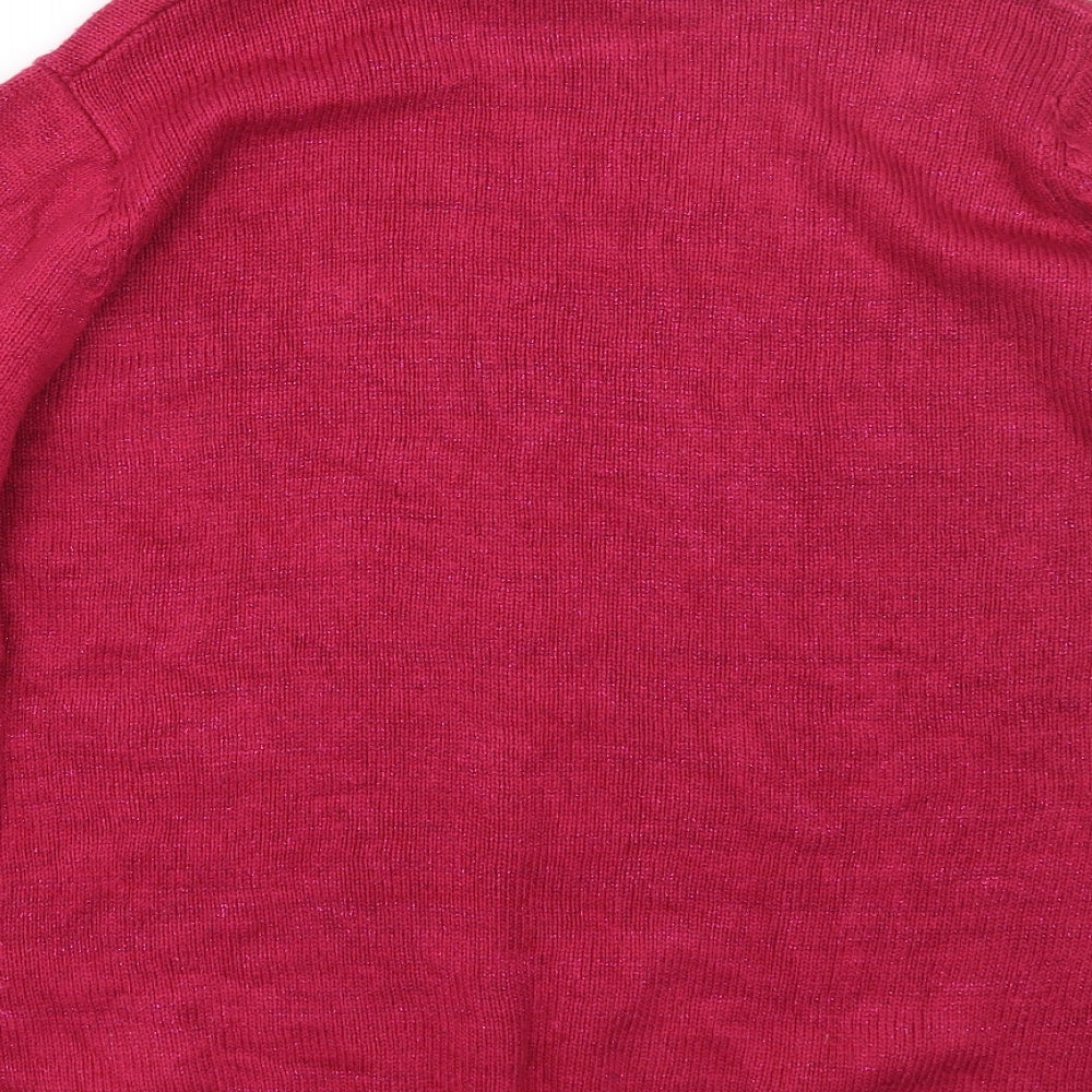 isle Womens Pink Round Neck  Acrylic Pullover Jumper Size L