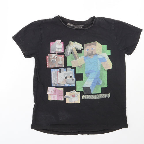 Mojang Boys Black  Cotton Basic T-Shirt Size 10-11 Years Round Neck  - Minecraft