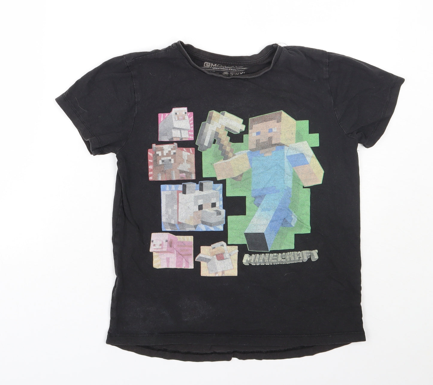 Mojang Boys Black  Cotton Basic T-Shirt Size 10-11 Years Round Neck  - Minecraft