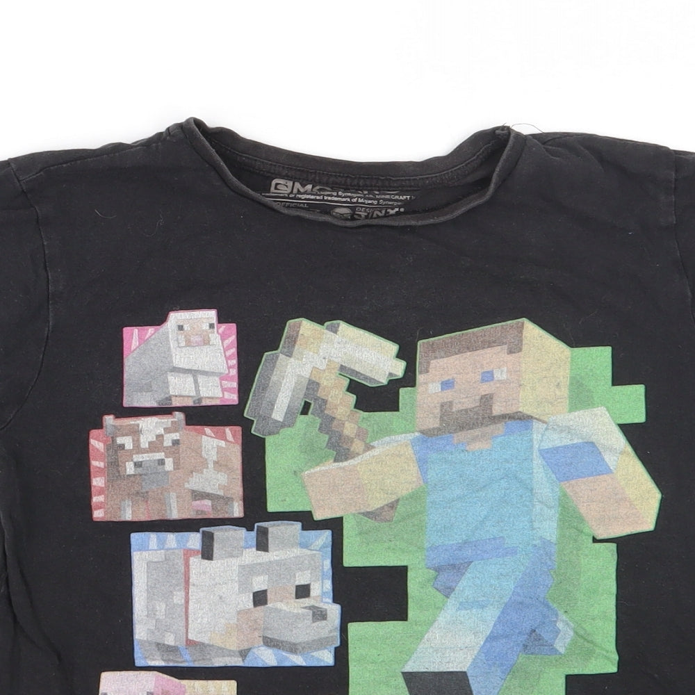 Mojang Boys Black  Cotton Basic T-Shirt Size 10-11 Years Round Neck  - Minecraft