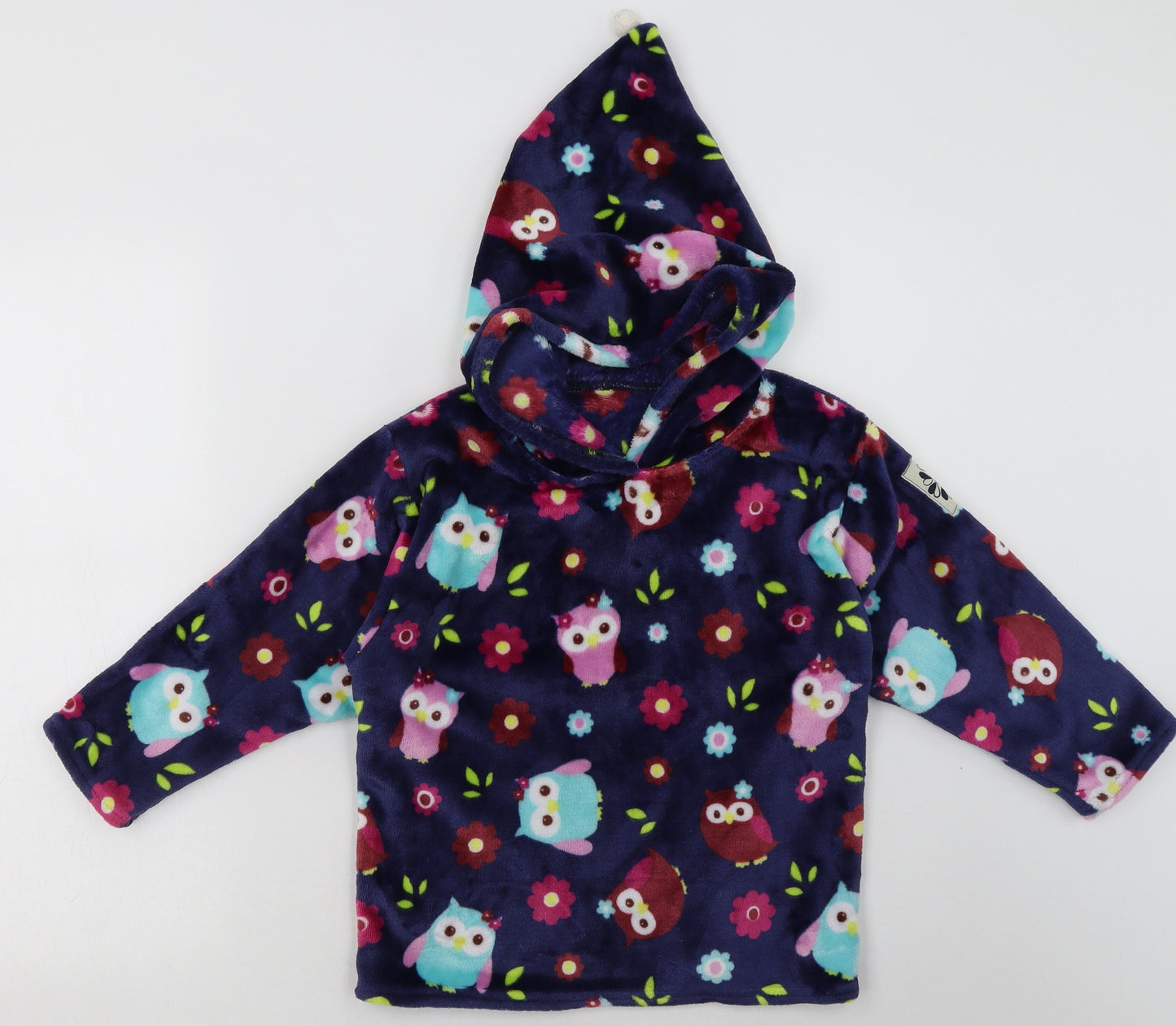 Preworn Girls Purple Geometric Polyester Pullover Hoodie Size 5-6 Years  Pullover - Owl Print
