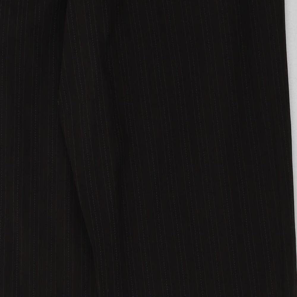 NEXT Mens Brown Striped Polyester Trousers  Size 34 L32 in Regular Hook & Eye