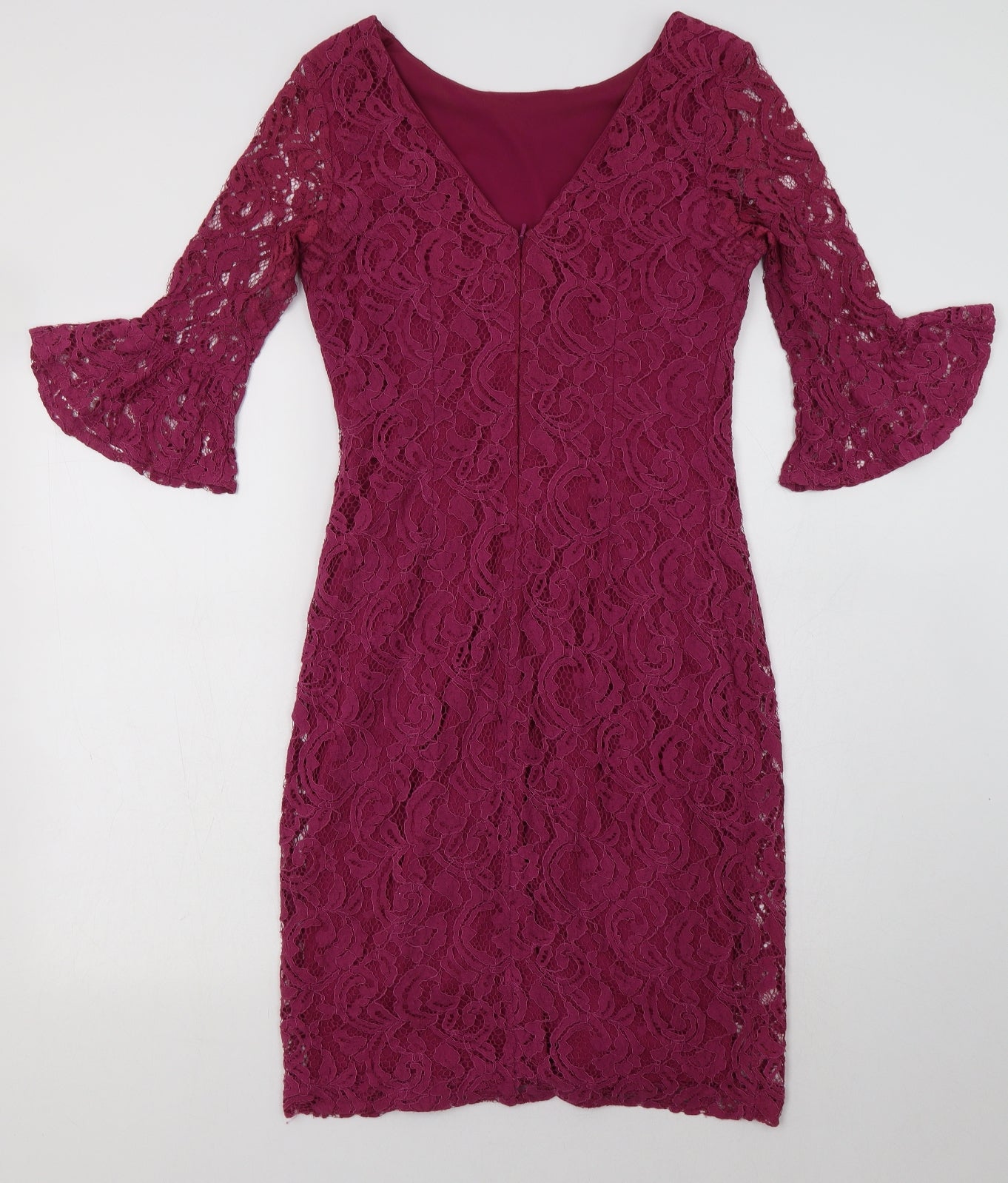 Roman Womens Purple  Cotton Bodycon  Size 10  V-Neck Zip
