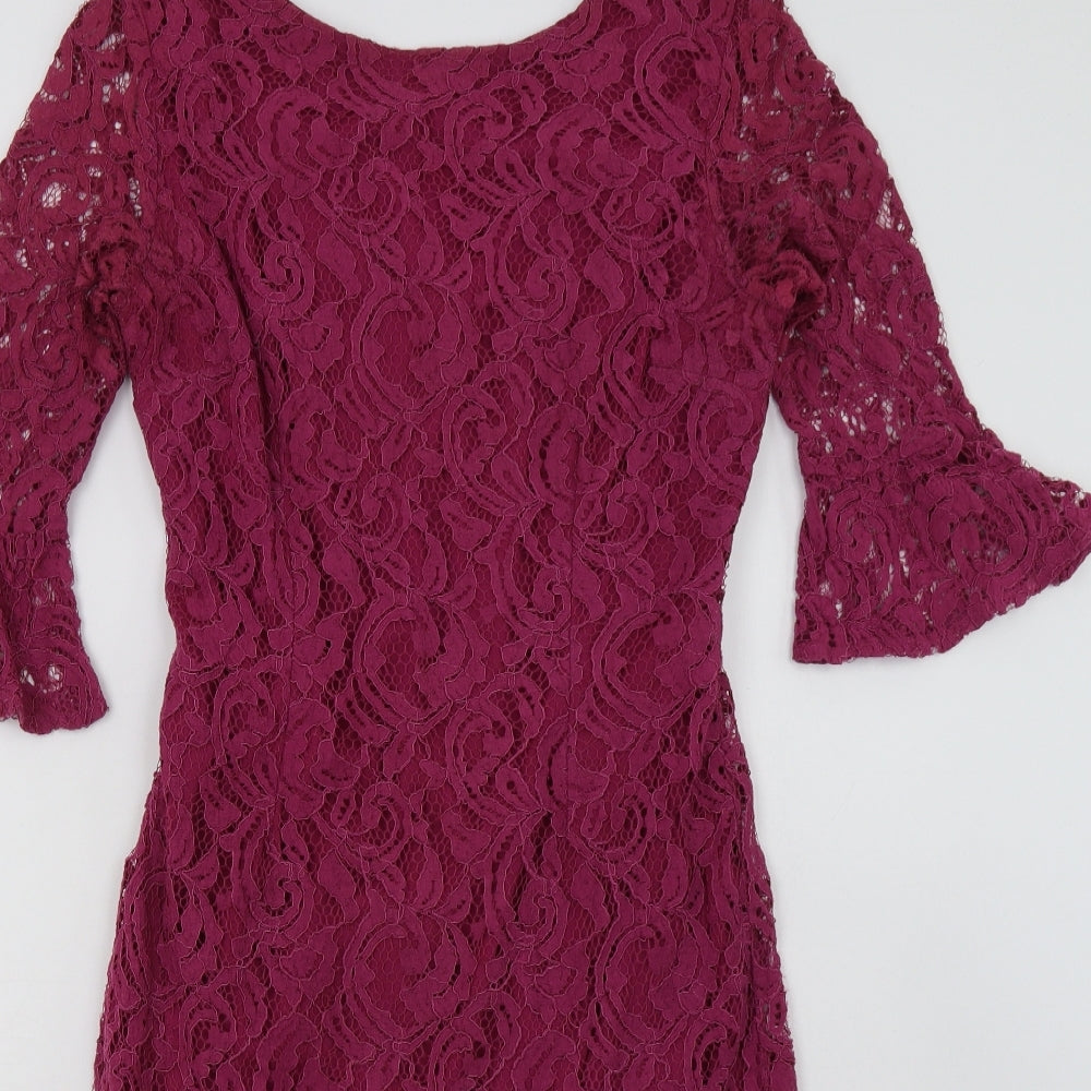 Roman Womens Purple  Cotton Bodycon  Size 10  V-Neck Zip