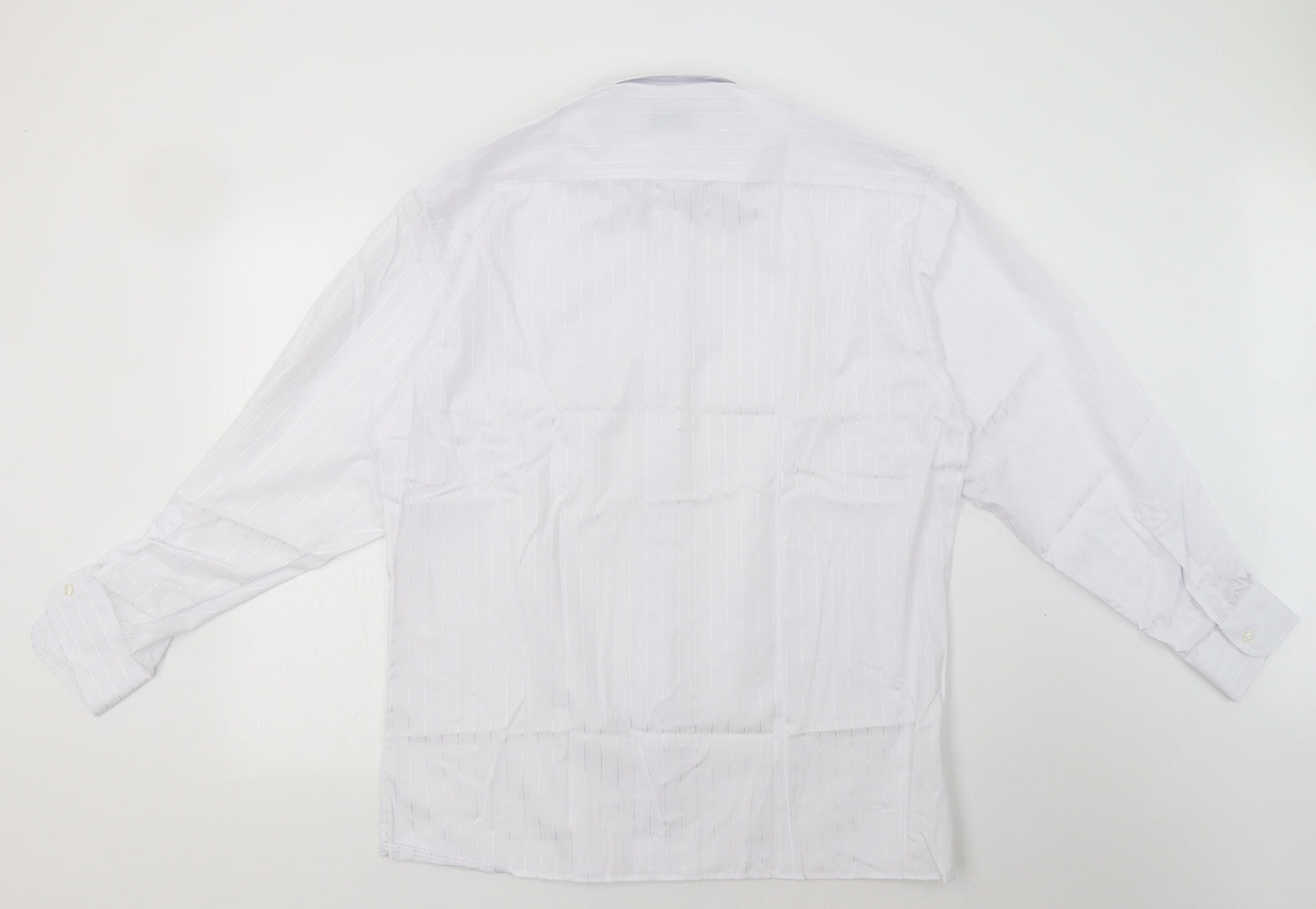 Peter England Mens White  Polyester  Button-Up Size 16 Collared Button