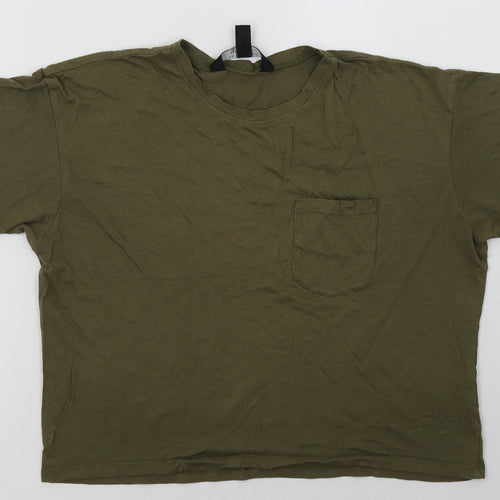 New Look Girls Green  Cotton Cropped T-Shirt Size 14-15 Years Crew Neck Pullover