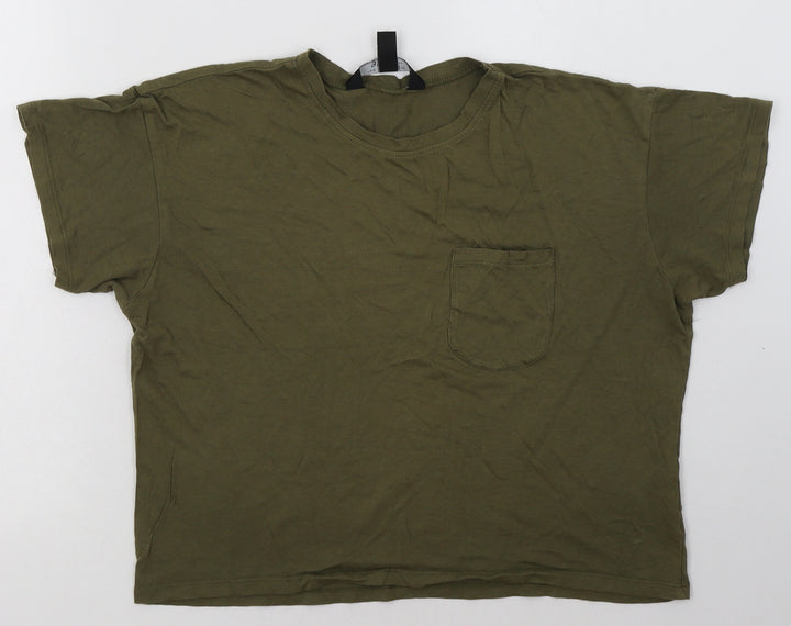 New Look Girls Green  Cotton Cropped T-Shirt Size 14-15 Years Crew Neck Pullover