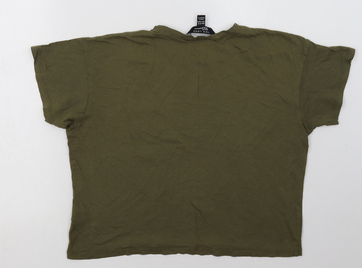 New Look Girls Green  Cotton Cropped T-Shirt Size 14-15 Years Crew Neck Pullover