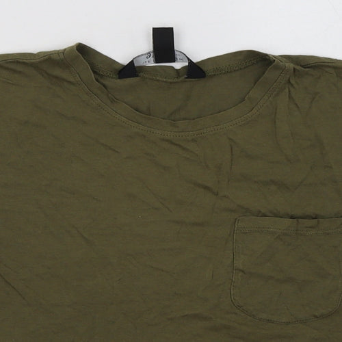 New Look Girls Green  Cotton Cropped T-Shirt Size 14-15 Years Crew Neck Pullover