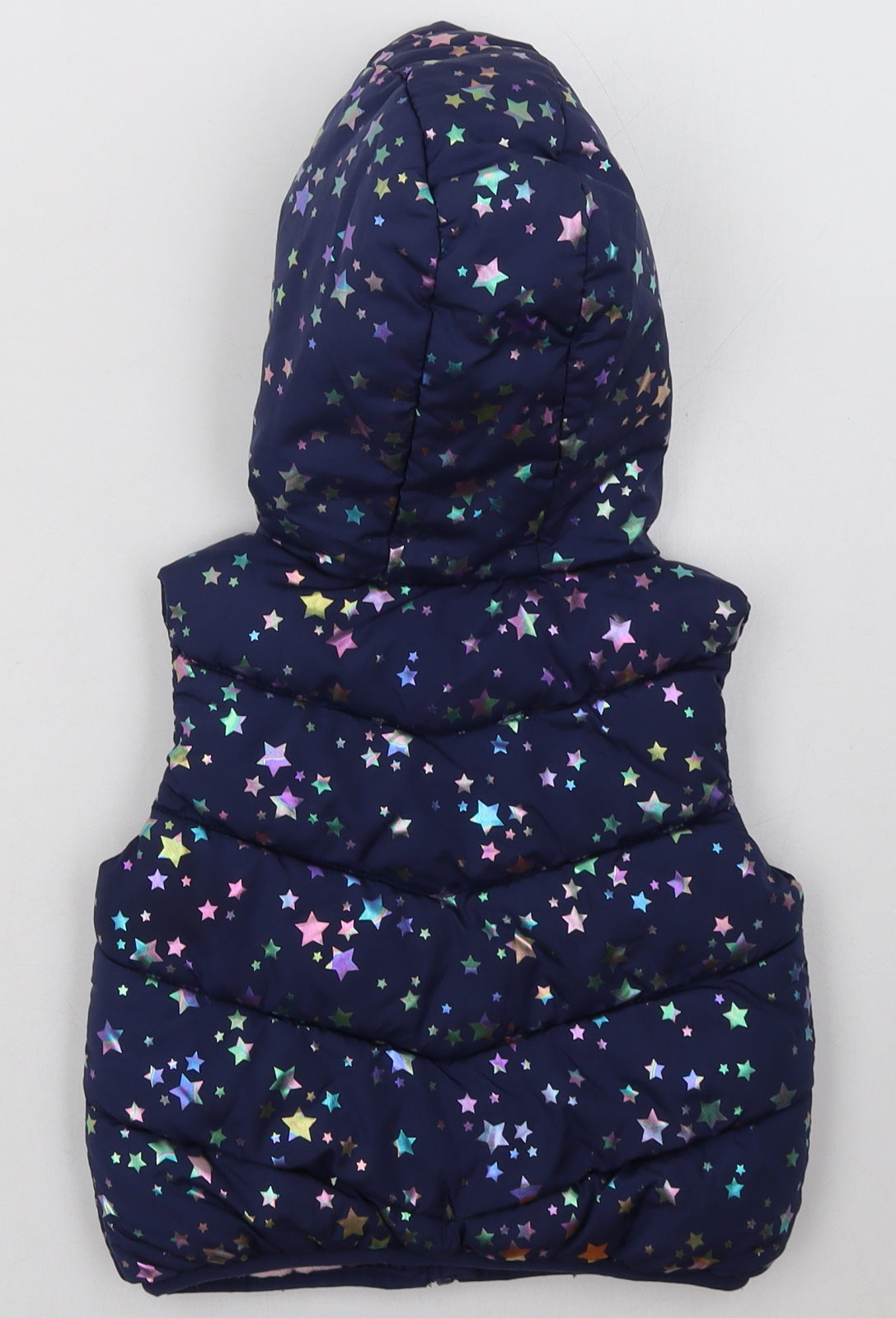 F&F Girls Blue Geometric  Gilet Jacket Size 18-24 Months   Zip - Star Print