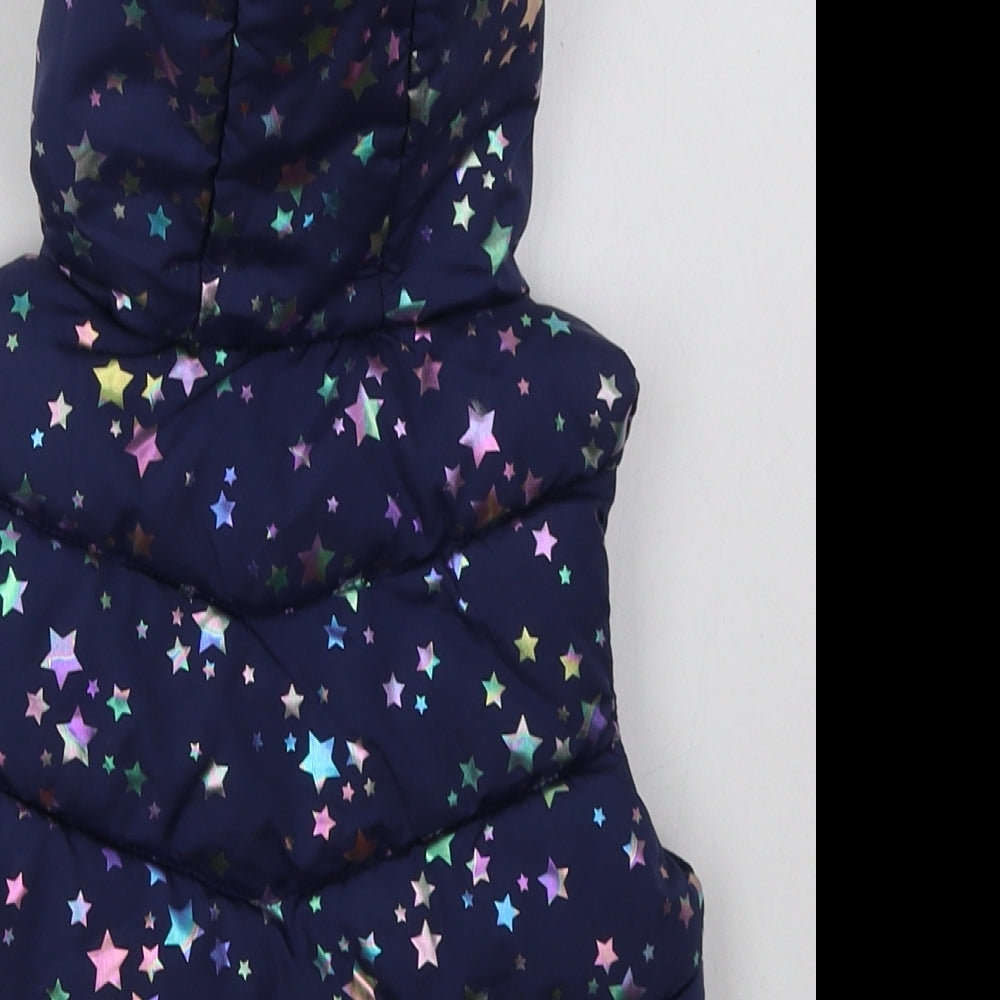 F&F Girls Blue Geometric  Gilet Jacket Size 18-24 Months   Zip - Star Print