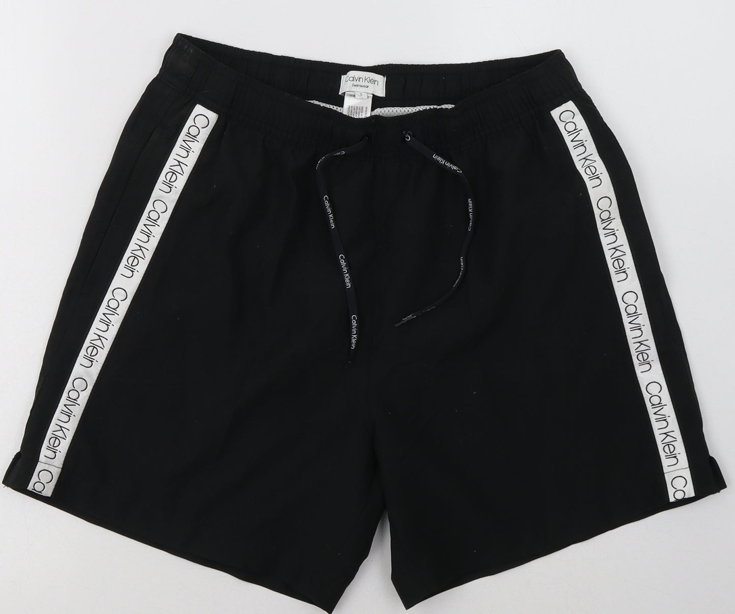 Calvin Klein Mens Black  Polyester Sweat Shorts Size S L6 in Regular Tie - swim shorts