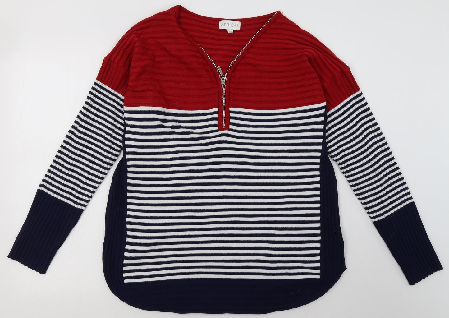 Apricot Womens Multicoloured Striped Viscose Pullover Sweatshirt Size 16  Zip