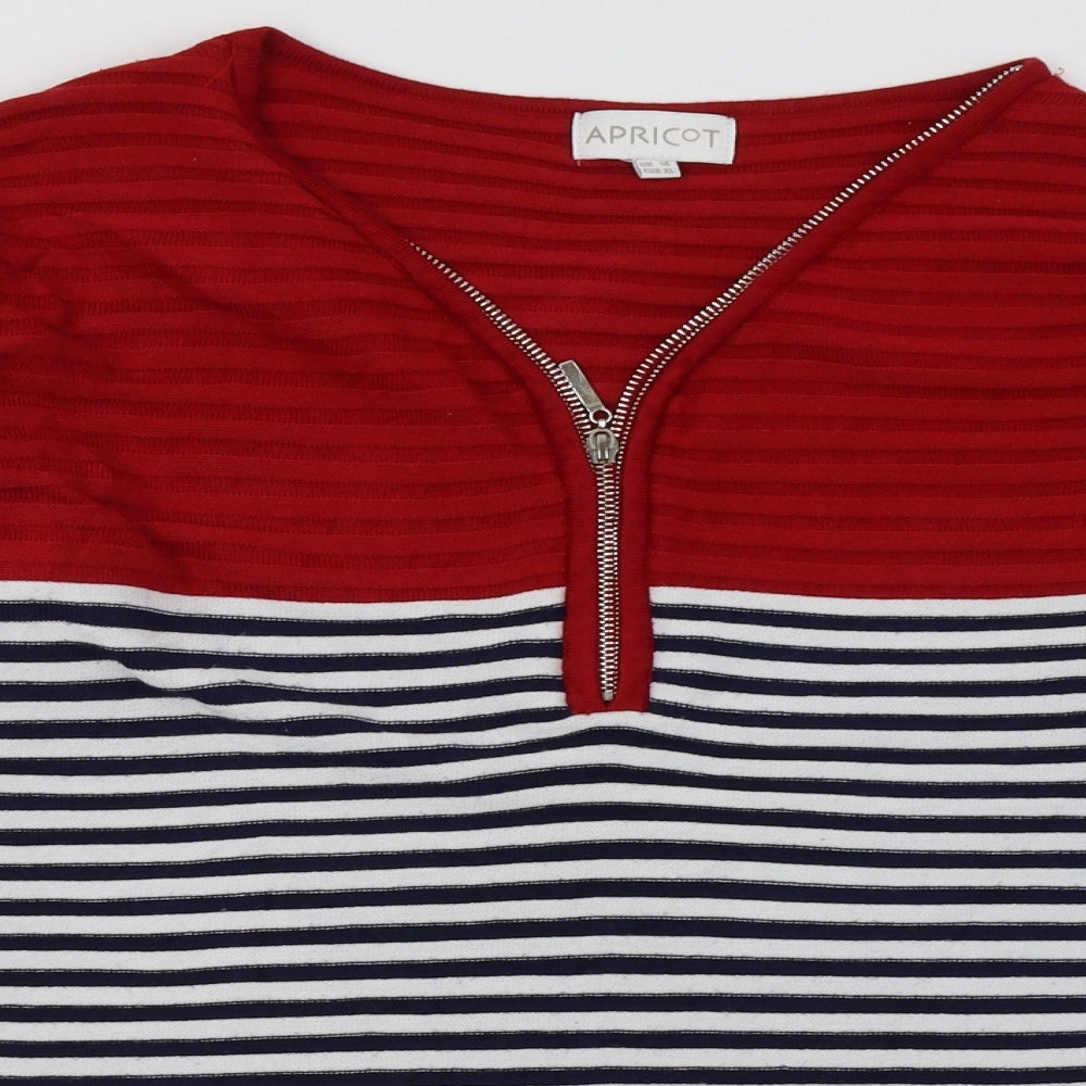 Apricot Womens Multicoloured Striped Viscose Pullover Sweatshirt Size 16  Zip