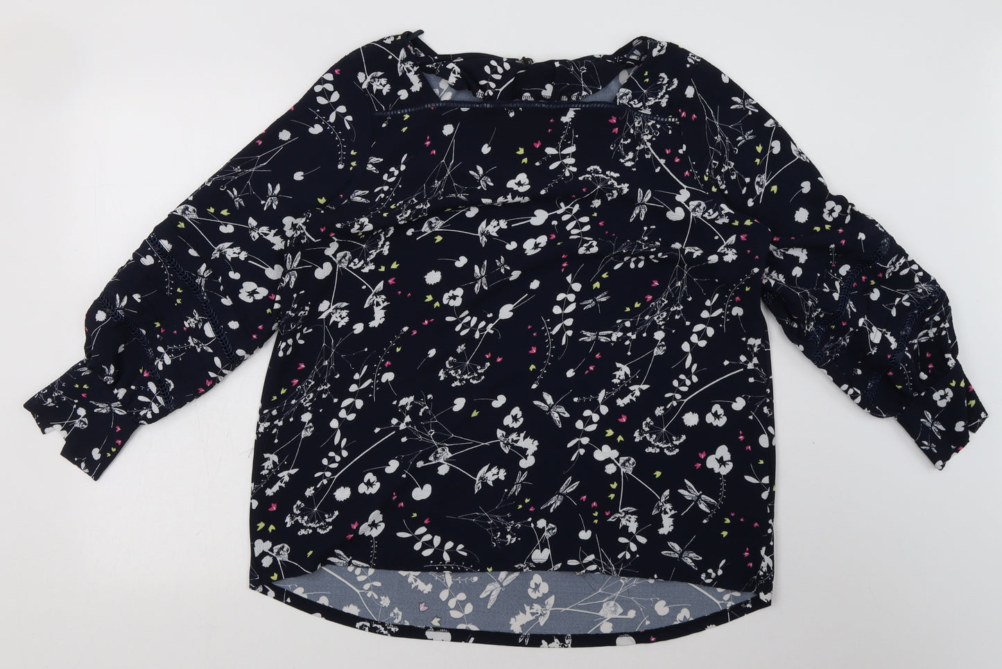 NEXT Womens Blue Floral Polyester Basic Blouse Size 18 Square Neck