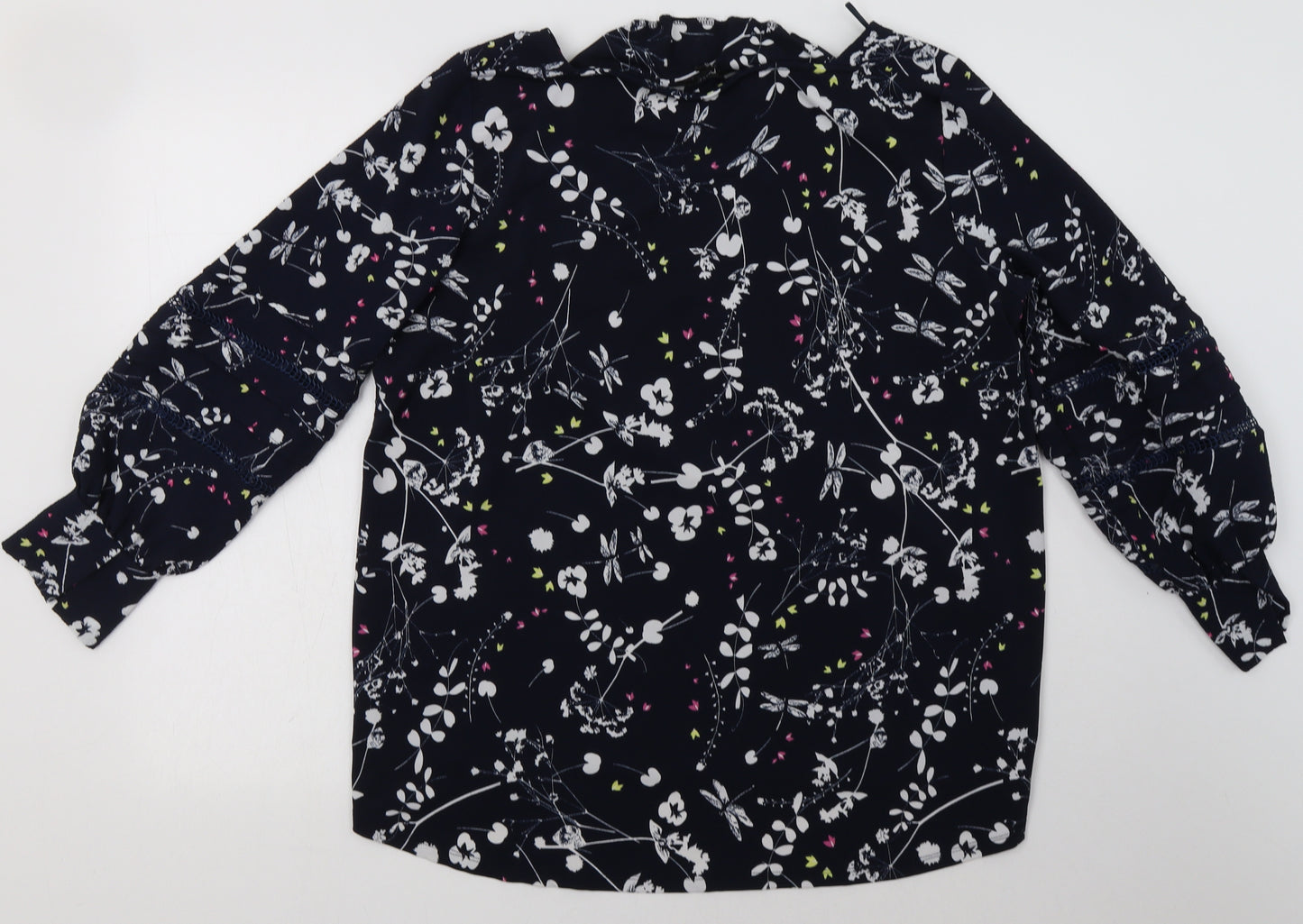 NEXT Womens Blue Floral Polyester Basic Blouse Size 18 Square Neck
