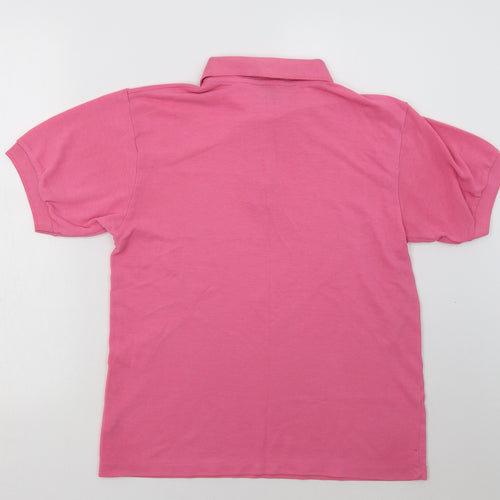 Casual Club Womens Pink  Polyester Basic Polo Size S Collared