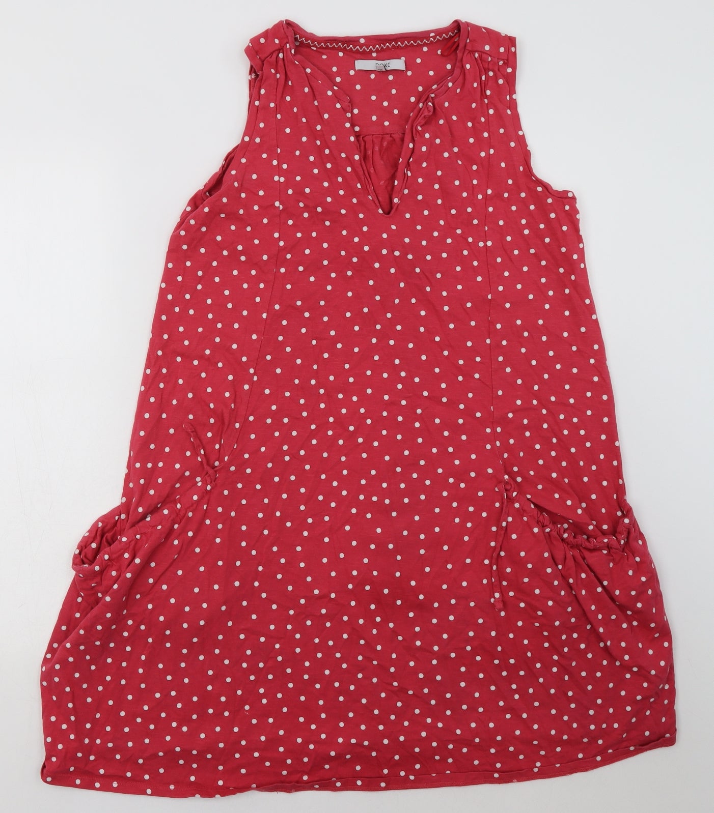 NEXT Womens Pink Polka Dot Cotton A-Line  Size 14  V-Neck Pullover