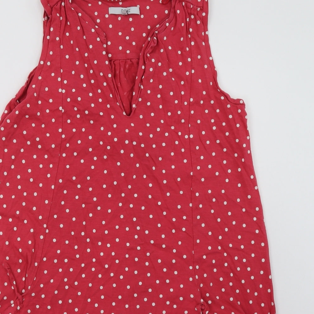 NEXT Womens Pink Polka Dot Cotton A-Line  Size 14  V-Neck Pullover