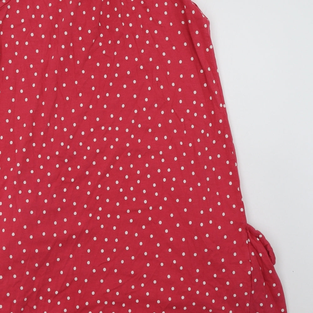 NEXT Womens Pink Polka Dot Cotton A-Line  Size 14  V-Neck Pullover