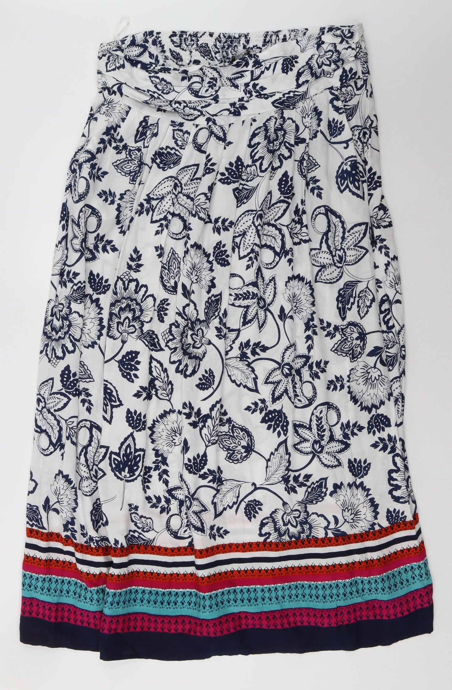M&Co Womens White Geometric Viscose A-Line Skirt Size 16