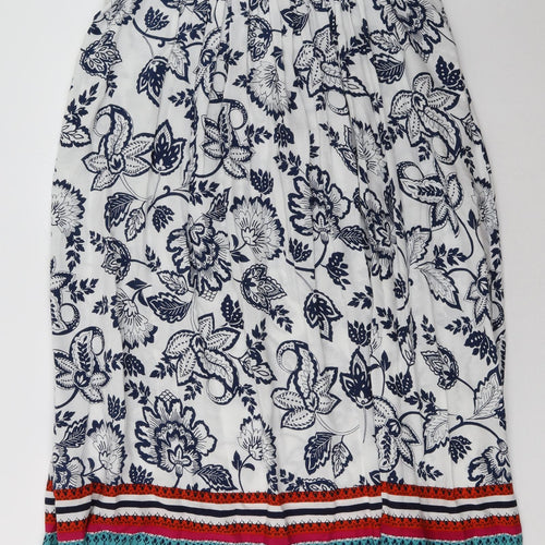 M&Co Womens White Geometric Viscose A-Line Skirt Size 16