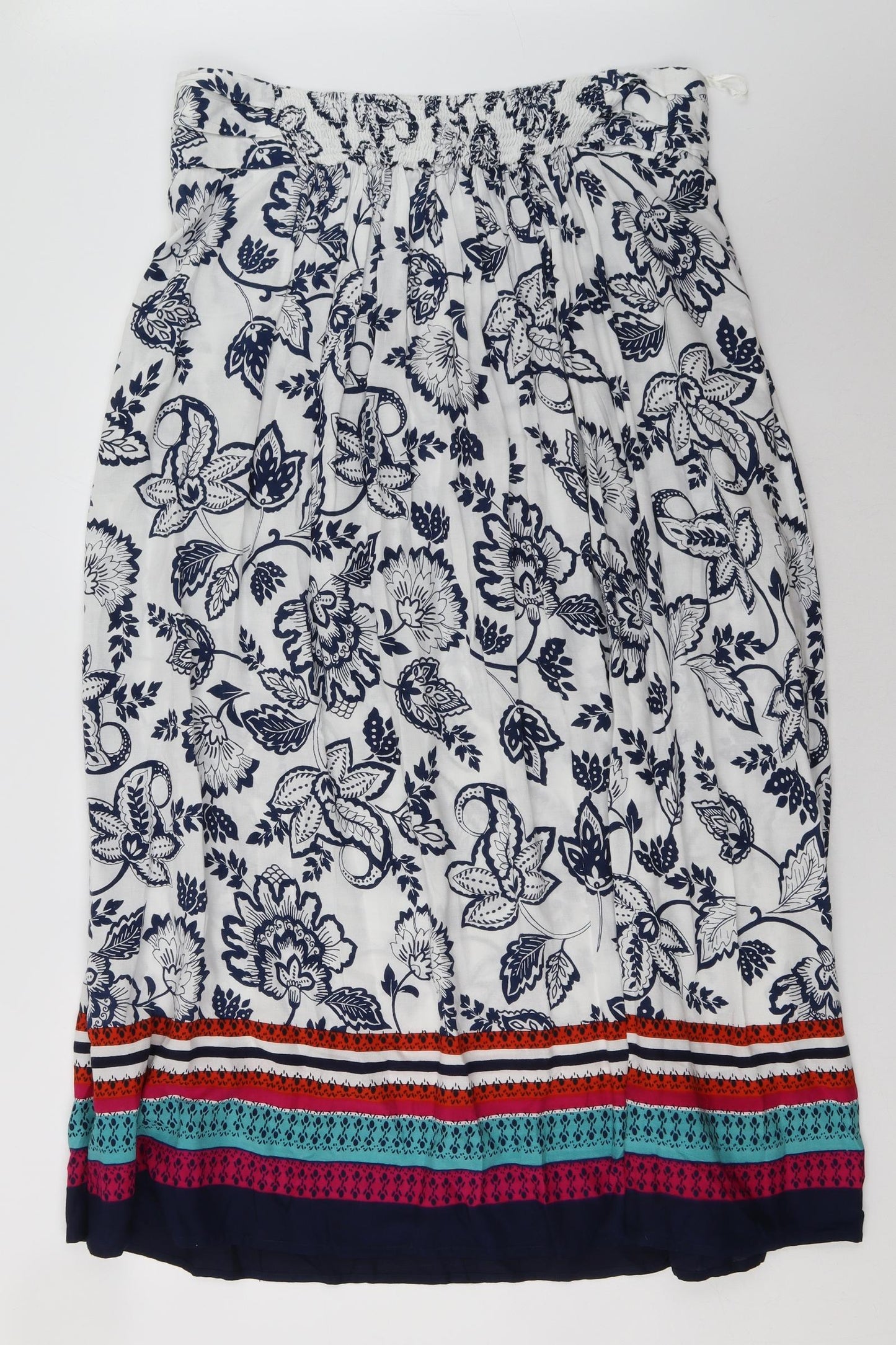 M&Co Womens White Geometric Viscose A-Line Skirt Size 16