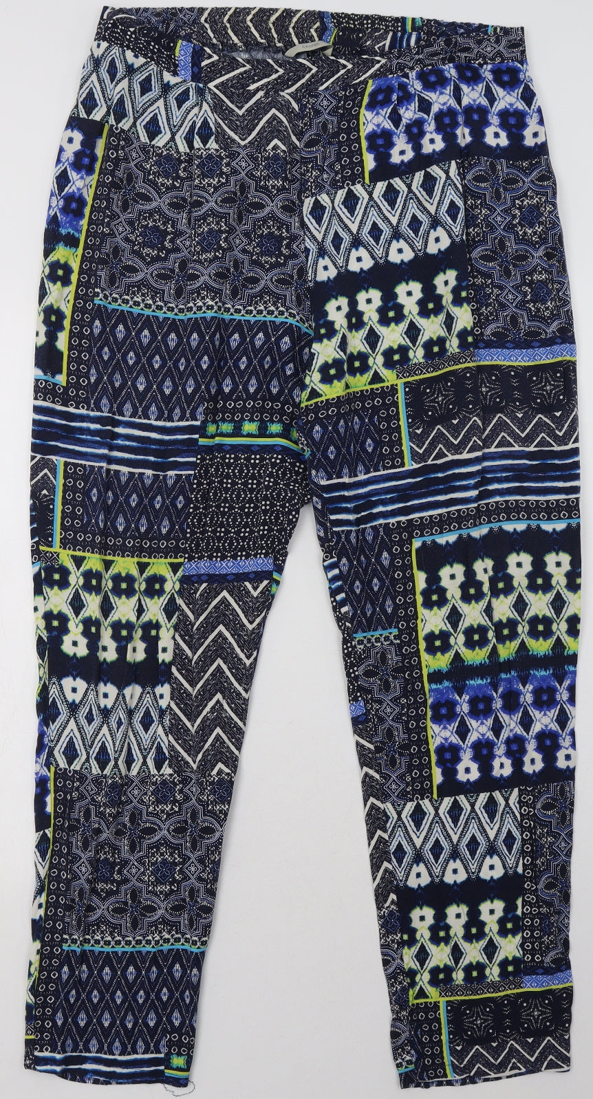 George Womens Blue Geometric Viscose Trousers  Size 14 L32 in Regular