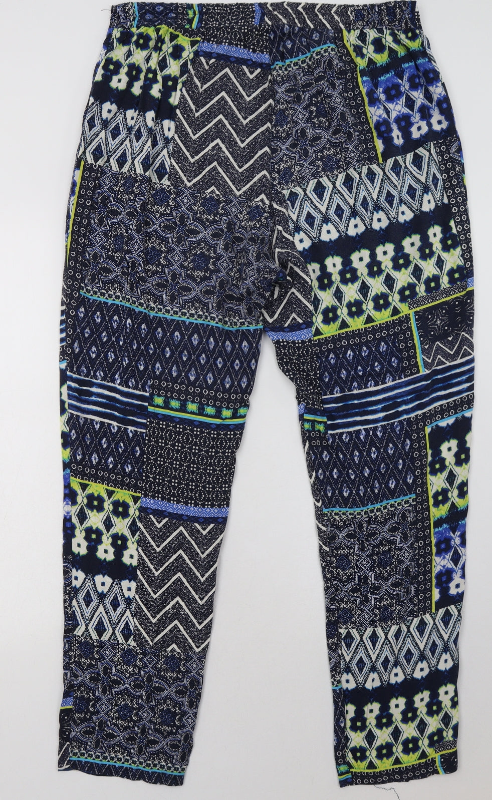 George Womens Blue Geometric Viscose Trousers  Size 14 L32 in Regular
