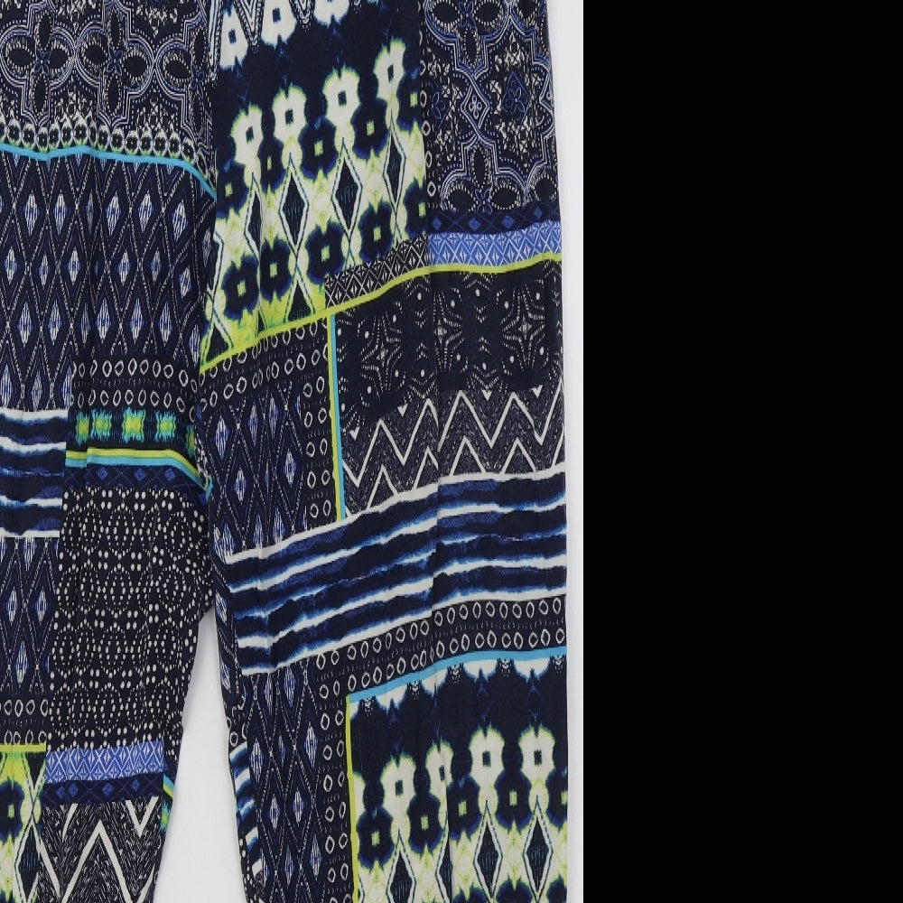 George Womens Blue Geometric Viscose Trousers  Size 14 L32 in Regular