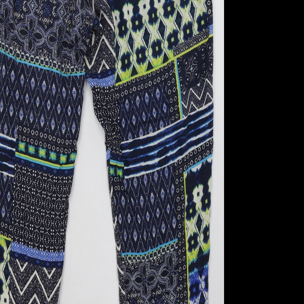 George Womens Blue Geometric Viscose Trousers  Size 14 L32 in Regular