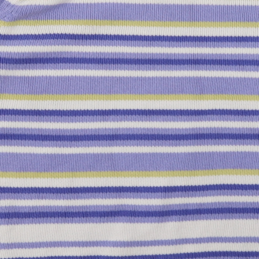 EWM Womens Purple Striped Cotton Pullover Sweatshirt Size 14  Pullover - padded shoulders