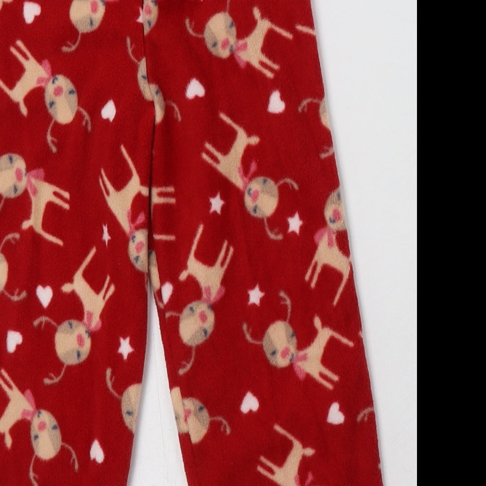 Preworn Girls Red Geometric Polyester  Pyjama Set Size 3-4 Years  Pullover - Christmas